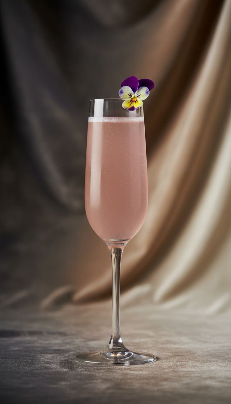 Champagne blush fizz flûte fleur comestible