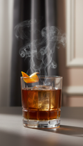 Cocktail old fashioned fumé en cristal